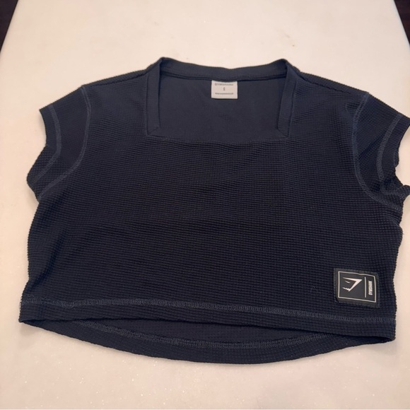 Gymshark cropped black waffle knit workout top sz small - Picture 6 of 7